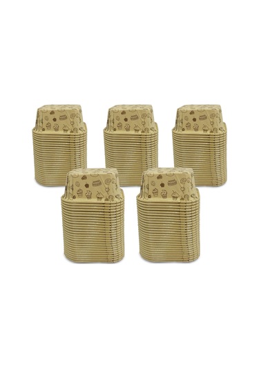 Kafem Muffin Kek Kapsülü Kare Kraft Desenli 50li X 5 Paket - K33 Kahverengi