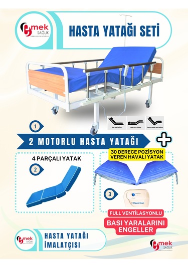 2 Motorlu Mdf Başlıklı Hasta Karyolası Ultra Takım