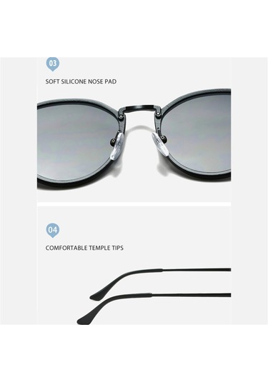 Yuvarlak Güneş Gözlüğü Erkek Kedi Gözü Vintage Metal Sürüş Erkek Güneş Gözlüğü Siyah Gözlük Uv400 Siyah Siyah