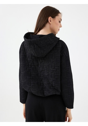 Crop Kadın Sweatshirt Siyah