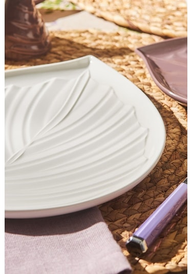 Emsan Leaf 32 Parça 6 Kişilik Kahvaltı/Servis Takımı Beyaz - Mor