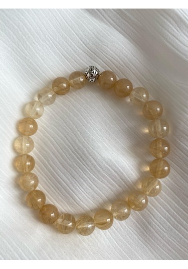 8mm Sitrin Para Doğal Taş Bileklik Sarı