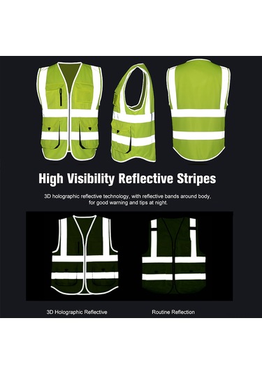 Ranyeek Vm-1002 Çift Taraflı Fosforlu Emniyet Yeleği - Çalışma, Bisiklet, Trafik İçin Yüksek Parlaklıklı, Çok Cepli, Yıkama Kolay Sarı-siyah, M Siyah Ve Sarı
