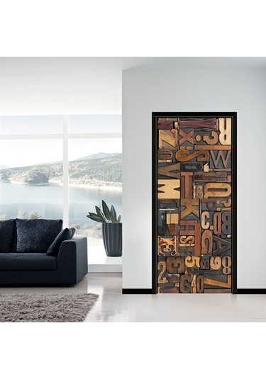 Gajeena Renkli 3d Kapı Stickerı - Dıy Ev Dekorasyonu İçin Pvc Duvar Çıkartmaları 77x200cm Diğer