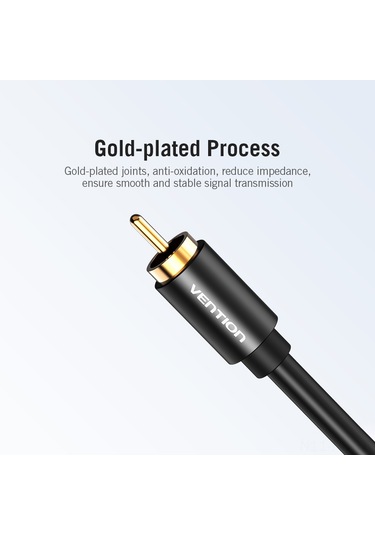 Reedark Vention Metal Rca Koaksiyel Ses Kablosu - Altın Kaplama Uçlar, Saf Bakır İletken, Spdıf Dijital Ses Aktarımı, Ev Sinema Sistemi İçin, 2 Metre