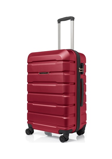 Unisex 4 Tekerli Kilitli Orta Boy Valiz Bavul Bordo