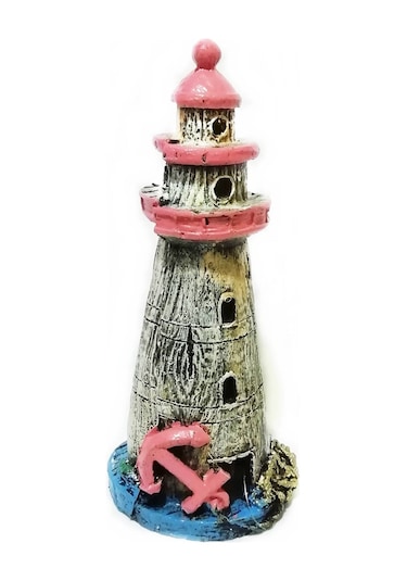 Çapalı Deniz Feneri Akvaryum Dekoru 20 CM Pembe