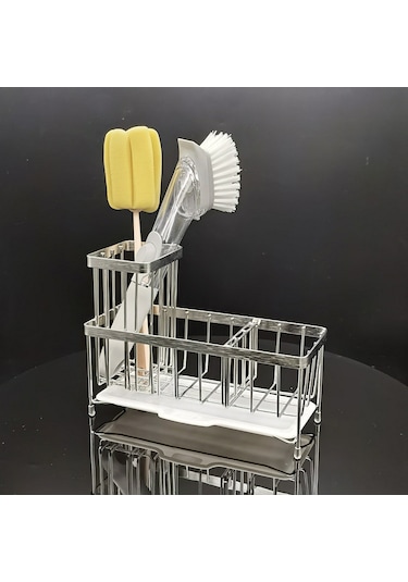 Teltree 304 Paslanmaz Çelik Mutfak Organizer: Sünger, Çelik Top Ve Deterjan İçin Suda Kaldıran, Sıvı Akışlı Tezgah Üstü Depolama Rafı Beyaz Diğer