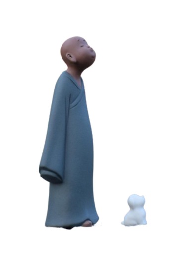 Suntek Küçük Köpek Heykeli Ile Rahip Heykelciği Sevimli 8,5 Cm X 5,5 Cm X 20,2 Cm