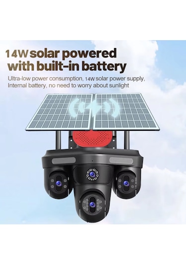 Çift Solar Panelli 20mp 4g Sım Ptz Kamera, Btk Kayıtlı 4x Lens Aı Takip