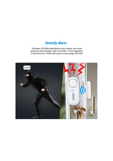 Suofeng Keruı Kr-d2+rc531 433mhz Kablosuz Pencere/kapı Alarm Sistemi, 120db Ses, Kumanda, Ev Ofis Dükkan Güvenliği, Abs Malzeme, 3v Besleme