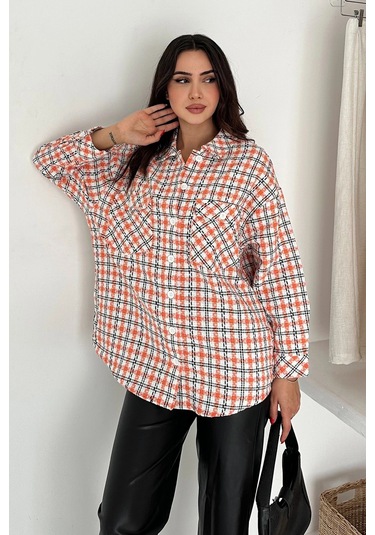 Çift Cepli Oduncu Gömlek Turuncu Turuncu