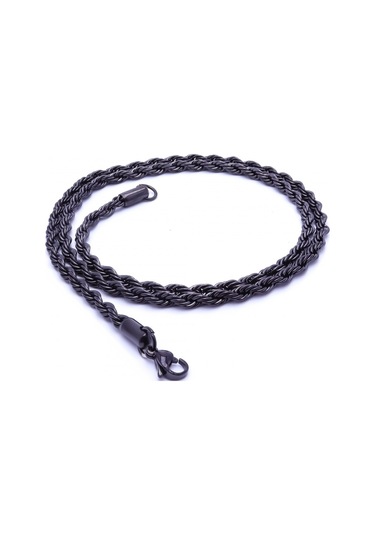 Fm Sarmal Halat Çelik Kolye 4mm 3183cek056 Siyah