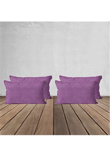 4'lü Kadife Dokulu Kırlent Kılıfı Mor-429 - Mor