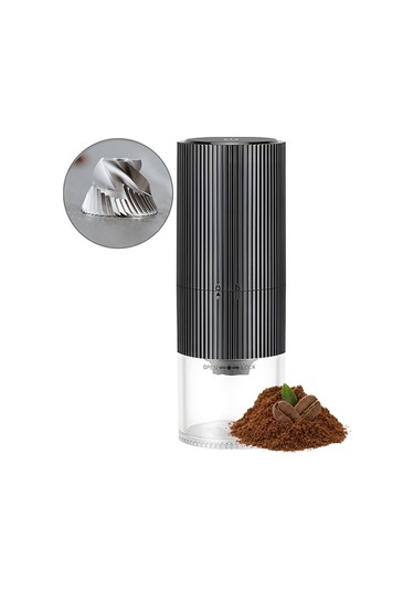 Createtech Taşınabilir Usb Şarjlı Paslanmaz Çelik Kahve Değirmeni - 25g Dokunmatik Otomatik Öğütücü Siyah Siyah
