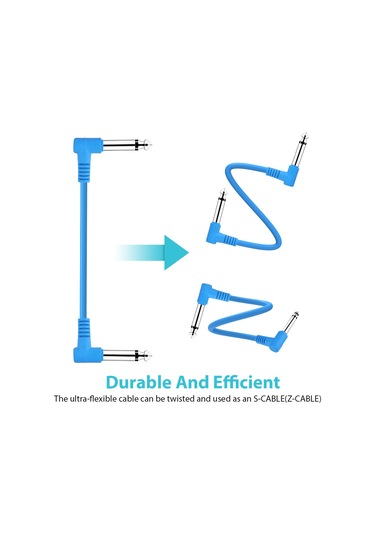 Geeksen Gitar Efekt Pedal Kabloları Enstrüman Yama Kablosu 15cm 1/4 İnç Dik Açı Ts Fiş Pvc Kılıf, 6 Adet/pak Çok Renkli