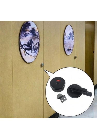 Besthome1 Suntek Banyo Kapısı Gizlilik Kilidi, Tuvaleti Kapı Halkası, Siyah Renk, Kullanışlı Ve Gizli