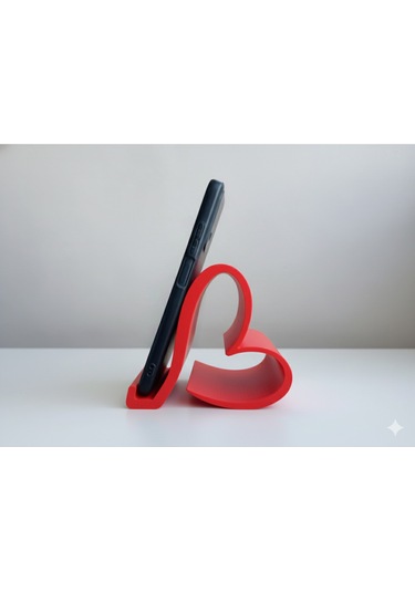 Aşk Desteği Kalp Tasarımlı Kırmızı Telefon Ve Tablet Standı 10 Cm