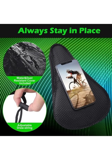 Pazly Bisiklet Koltuk Minderi - Erkek Kadın İçin Jel Yastıklı Kapak, Ekstra Yumuşak Bisiklet Koltuğu Siyah, Uyumlu Ekstra Konfor Siyah