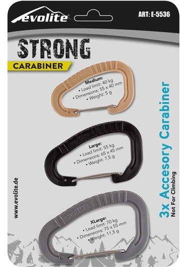 Evolite Strong 3'lü Karabina Seti - Gri/siyah/bej