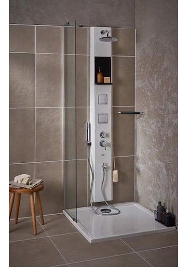 Sam Banyo Tuna Raflı Duş Paneli Krem 180 CM Krem