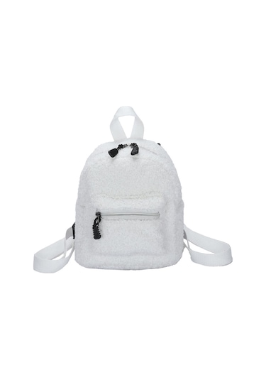 Vintage Kuzu Yünü Düz Renk Sırt Çantası Kadın Sonbahar Kış Mini Sırt Çantası Light Brown Açık Kahverengi