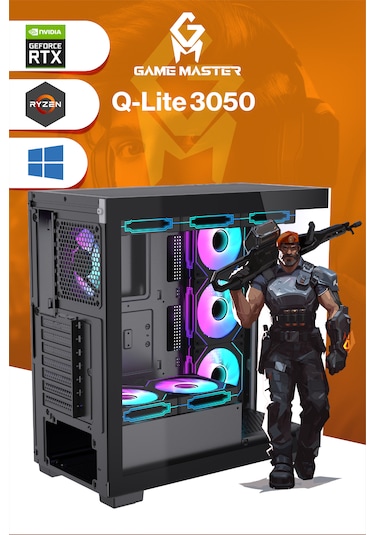 Game Master Qlite-3050 R5-5500 32 GB 512 GB M.2 SSD RTX3050 Free Dos Masaüstü Oyuncu Bilgisayarı