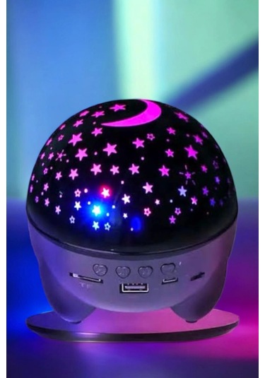 Gece Lambası Projeksiyon Görünümlü Şarjlı Yıldızlı Yuvarlak Çok Renkli
