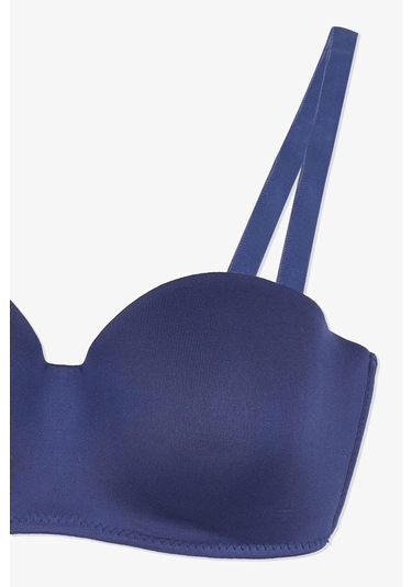 Kadın Dolgusuz Mikro Straplez Sütyen İndigo
