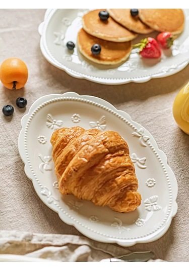 Roomi Seramik Ovül Tabak 25 18 Cm Desenli, Vintage 239470931 Beyaz