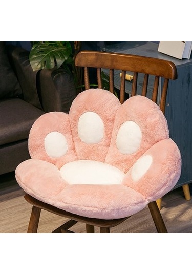 Sevimli Ayı Pençesi Yarım Çevrili Yastık Ofis Koltuk Minderi 80 70cm Pembe