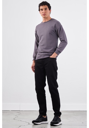 Dufy Antrasit Bisiklet Yaka Regular Fit Erkek Sweatshirt Antrasit