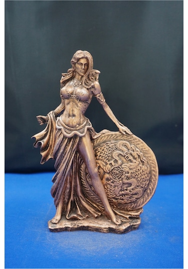 Frigga Annelik Tanrıçası Heykeli 22 Cm Mitolojik Biblo, Ev Dekor Ve Hediyelik Bakır