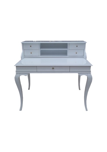 Çalışma Masa Model Kayın Lükens Aslan Ayak Parlak Beyaz Porselen Kulp Kutuda sevk El Yapım Beyaz