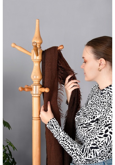 Refilya Masif Ahşap Tornalı Askılık Natürel Cilalı Doğal