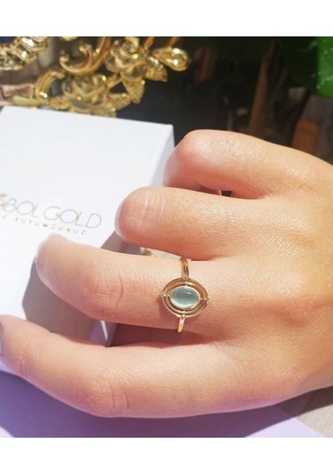 Maide Altın Yüzük 14K Mavi Kuvars Taşlı 450111778