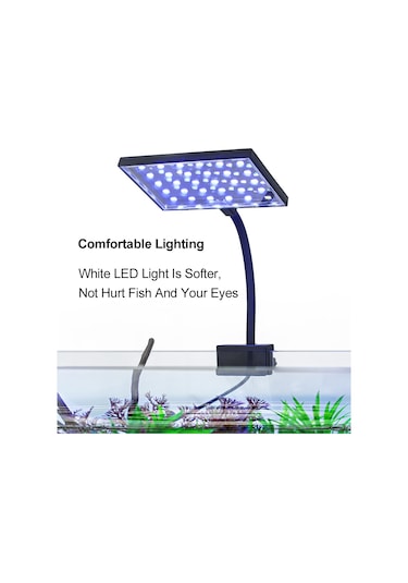Vkemall Ct-128b Akvaryum Led Işığı, Yüksek Parlaklık, Bitki Geliştirici, Esnek Kafa, Evrensel Klips, Avrupa Standartı Siyah