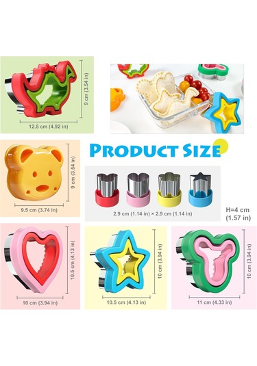 Youtek Çocuk Sandviç Kesici Ve Kapama Aleti Seti 5 Büyük + 4 Küçük Kalıp Çok Renkli