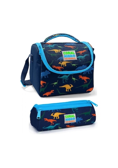 Coral High Erkek Çocuk Lacivert Dinazor Beslenme Çantası Seti