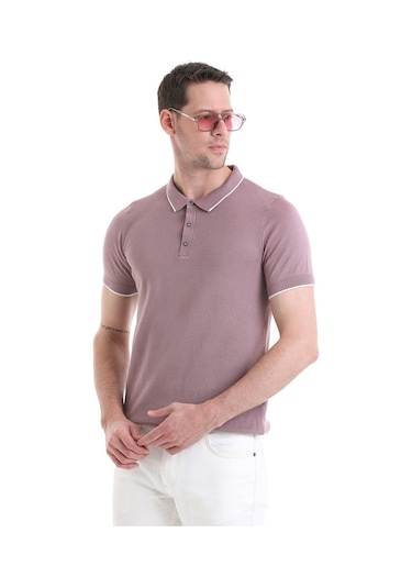 Hatemoğlu Mor Regular Fit Düz Pamuklu Polo Yaka Triko Tişört 35362023c002 021 Mor