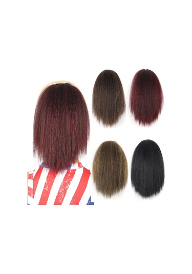 Cbtx İpli Örgü Cep Kısa Kafa Kabarık Kıvırcık Saç At Kuyruğu Peruk, Renk: 1bt30