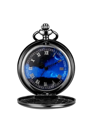 Valkyrie Vintage Kutulu Gece Mavisi Retro Köstekli Cep Saati