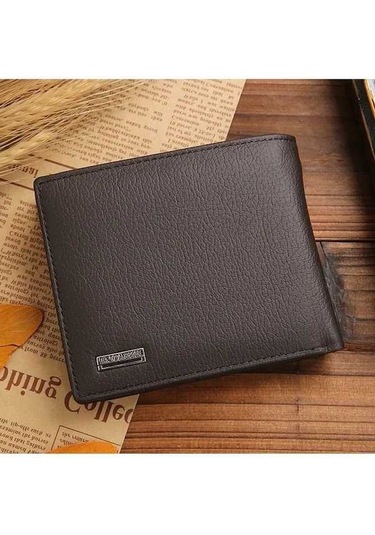 Createtech Hakiki Deri Premium Cüzdan, Siyah-brown Kahverengi, Erkek Kısa Cüzdan Kahverengi