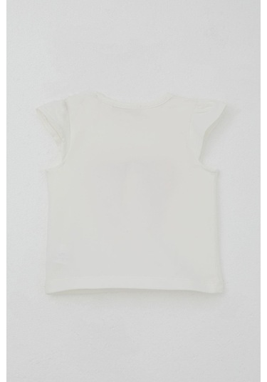 Breeze Kız Bebek Şortlu Takım Çiçek Baskılı Kelebek Nakışlı Düğme Aksesuarlı 6 Ay-2 Yaş, Ekru Ekru