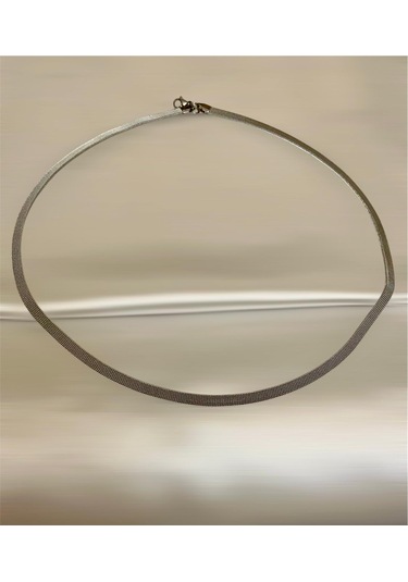 İtalyan Model Hasır Kordon Çelik Silver Unisex Kolye 65 Cm