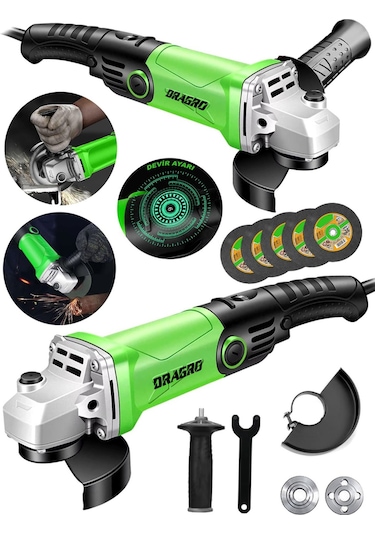 Dragro Alman DRG-4200 W Devir Ayarlı Çift Metal Dişli Şanzuman Demir Metal Kesme Taşlama Makinesi 125 MM