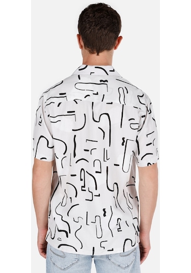 Colin's Colins Normal Kesim Shirt Yaka Baskılı Bej Erkek Kısa Kol Gömlek Cl1068114 Cl1068114 Q1.v1 Beı Bej