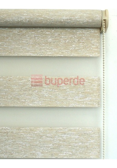 Buperde Simli Krem Bambu Zebra Stor Perde