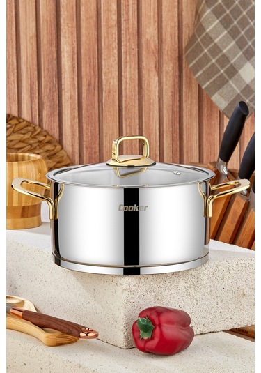 Cooker 22 Cm Bomonti Paslanmaz Çelik Gold Kulplu 4,3 Litre Derin Tencere Altın