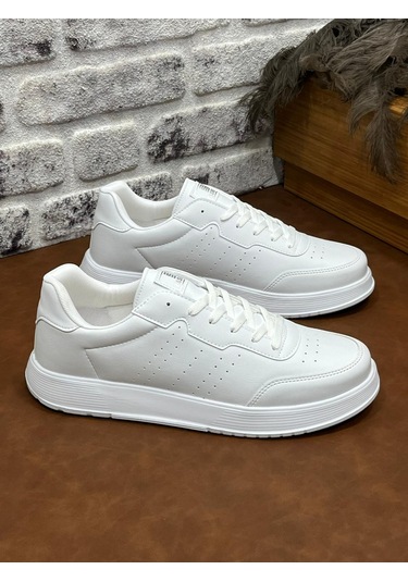 Ortopedik Büyük Numara Rahat Hafif Yumuşak Dark Step Erkek Spor Ayakkabı Beyaz